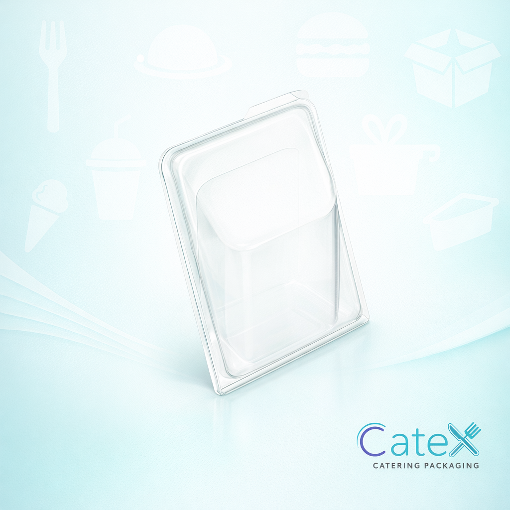 Clear plastic hinged tortilla and wrap container 321mm x 110mm x 47mm for deli food display