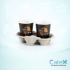 Eco-friendly recycled corrugated 2-cup carrier for takeaway hot and cold drinks