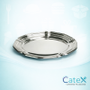 Sabert 46cm round silver platter with a high-gloss metallic finish for catering displays