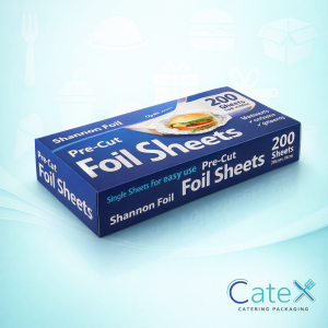 Case of 12 boxes Shannon Foil pop-up pre-cut tin foil sheets 12 x 10.75 inch for catering and hair salons in Ireland