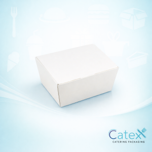 Small white kraft nested food box with leakproof webbed corners for takeaway sides