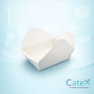 Small white kraft web nested food boxes with leakproof webbed corners for sides and desserts