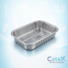 Rigid silver smoothwall aluminium foil tray 220x150x45mm for butcher stir-fries and ready meals
