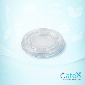 Clear compostable PLA lids for sugarcane portion pots in the Irish eco-friendly catering market