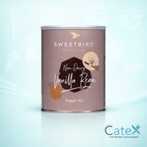 2KG tin of Sweetbird Non-Dairy Vanilla Bean Frappe powder with real Madagascan vanilla beans for Irish vegan cafes