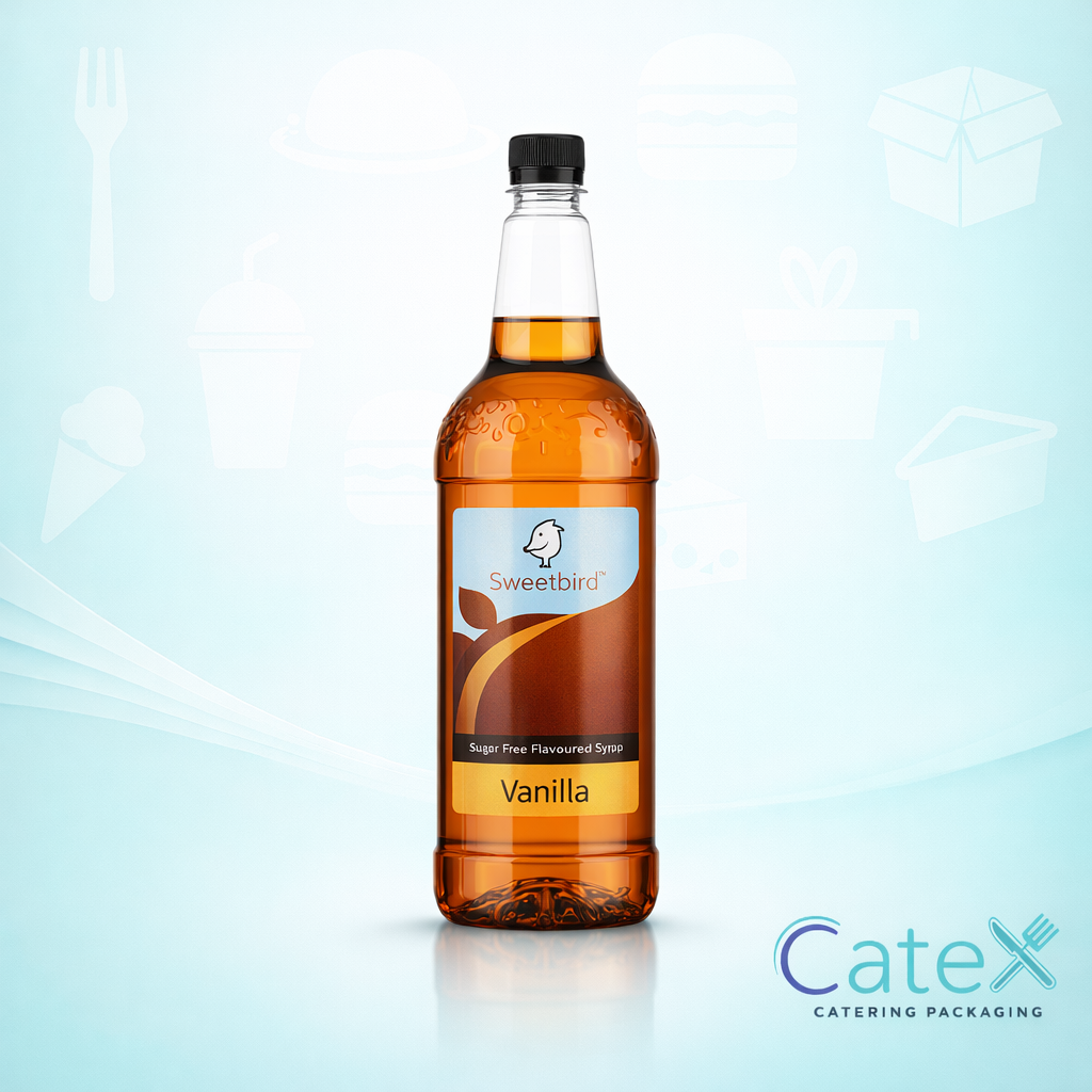 1 Litre bottle of Sweetbird Gourmet Vanilla flavoured syrup for coffee and cocktails