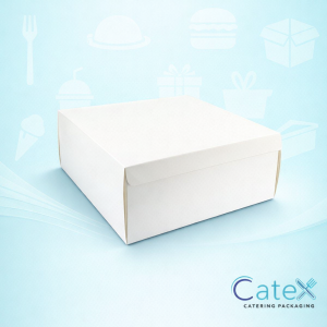 Plain white folding cake boxes 8x8x4 inch made from 250GSM kraft paper for professional bakery use in Ireland