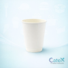 White double wall disposable coffee cups with 300+300 GSM insulation for hot drinks