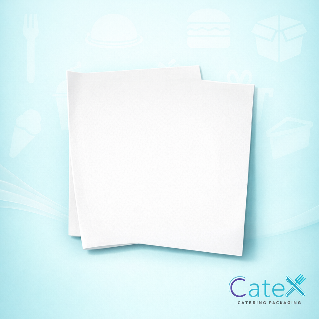 Pack of plain white pure greaseproof paper sheets 13 x 19 inch for professional food service