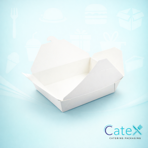 Leak-proof white kraft web-nested food boxes with secure folding lock lid