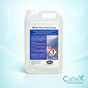 5 Litre bottle of White Pearl Anti-Bac luxury ivory lotion hand soap for bulk dispensers