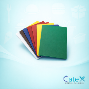 Professional 18x12 inch white chopping board colour-coded for dairy and bakery product preparation