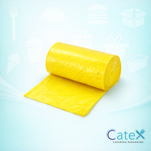 Pack of 1000 yellow plastic food bags on a roll 15 x 24 inch for food safety colour-coding in Ireland