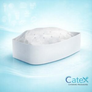 Bulk pack of 100 white disposable forage hats for catering and food hygiene